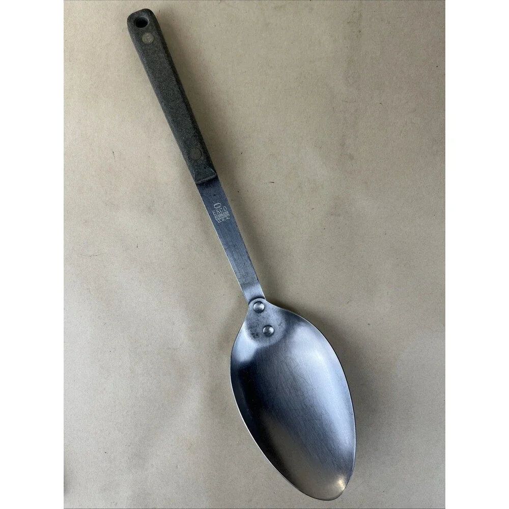 Vintage EKCO Stainless Vanadium Solid Serving Spoon Utensil 11.5